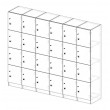 4 High x 6 wide locker Bank 1600 x 2000 x 400 white keyed locks